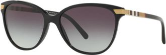 Burberry Zwart/Grijs Getinte Zonnebril - Dames - Zonnebrillen - Zwart - 57 MM - Accessoires