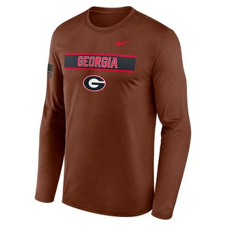 Nike Georgia 2026 Military Appreciation Legend Nike Mens Dri-FIT College Long-Sleeve T-Shirt in Brown | 02TJ2GYGBN-VZG