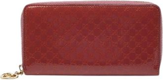Gucci Pre-owned Wallets, female, Red, Size: ONE SIZE Pre-owned Microguccissima Lovely Patent Leather Long Wallet