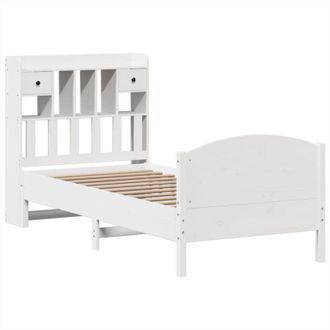 vidaXL Cama Con Estanter&iacute;a Sin Colch&oacute;n Madera Maciza Blanco 90x200 Cm Vidaxl