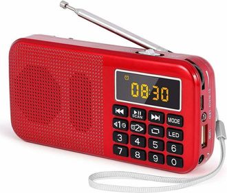 OEM Radio Port&aacute;til Inhhub, Radio Fm Con Bater&iacute;a Recargable De Gran Capacidad (3000 Mah), Compatible Con Mp3/sd/usb/aux, Color Rojo