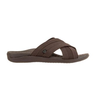 Vionic MTide Slide Leather Mens Slides Sandals - Chocolate - Size:UK 11