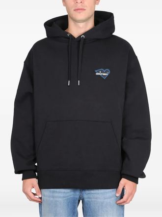 Department Five heart-embroidered cotton hoodie - men - Cotton - S - Black