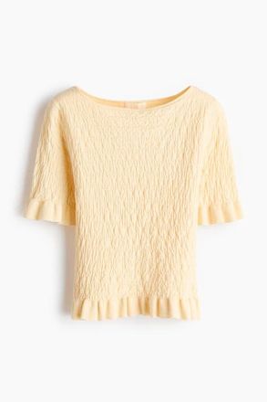 H&M Textured-knit Top in Light Yellow at Nordstrom, Size X-Small