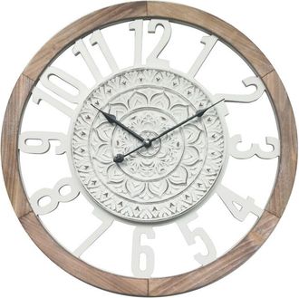 Mobili Rebecca Rebecca Mobili Reloj De Pared Retro Madera Habitaci&oacute;n Blanca 55x55x5