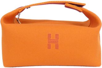 Herm&egrave;s Orange Canvas Pouch (Pre-Owned)