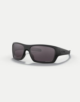 Oakley Turbine - Occhiali da sole rettangolari polarizzati nero opaco con lenti grigie