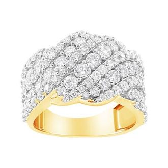 House of Brilliance 10K Gold 3.00 Ctw Diamond Multi Row Cluster Band Ring in Yellow Gold at Nordstrom, Size 6