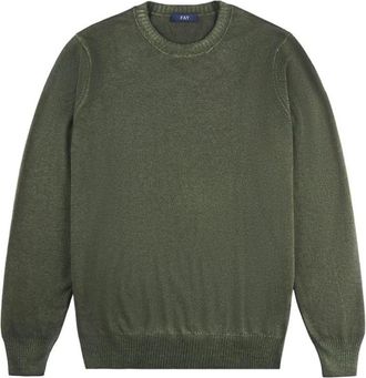 Fay Rondgebreide trui - Heren - Ronde hals truien - Groen - 2XL - Wol - Truien & Vesten