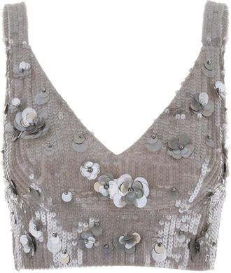 Parosh Grey Sleeveless Crop Top