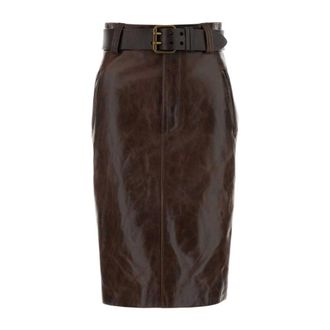 Saint Laurent Dames, Rokken, Bruin, Maat: XS Leer