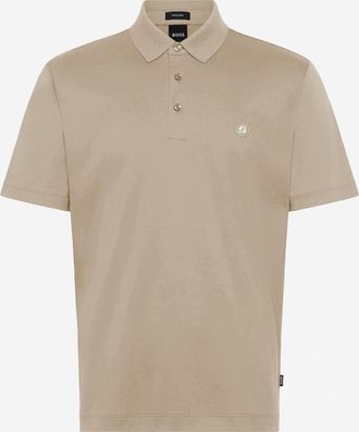 HUGO BOSS Mens Polo Shirt Cotton Beige T-shirts And Polos