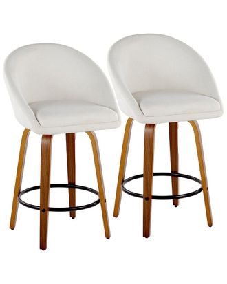 LumiSource LumiSource Set of 2 Matisse Highback 26in Contemporary Fixed-Height Counter Swivel Stools with Footrest