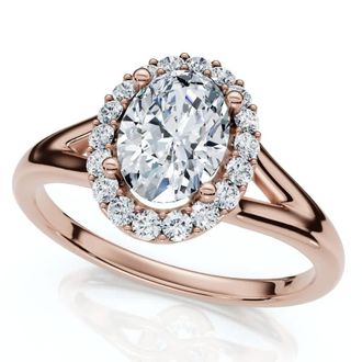 Pompeii3 1 1/5Ct Oval Diamond Halo Engagement Ring 14k Gold Lab Grown