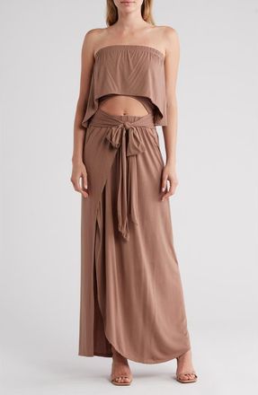Go Couture Front Cutout Maxi Dress in Mocha at Nordstrom Rack, Size X-Large