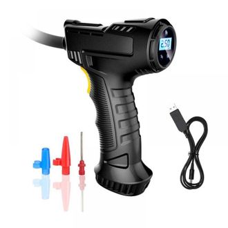 OEM Compresor De Aire Inal&aacute;mbrico Para Inflar Neum&aacute;ticos, Inflador Port&aacute;til Con Man&oacute;metro Digital, Bomba De Aire Inal&aacute;mbrica Recargable Con Luz Led Y 3 Bo