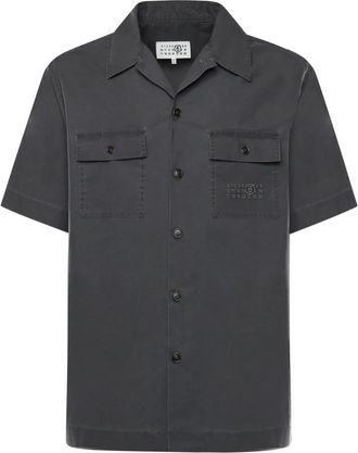 Maison Margiela Short Sleeve Shirt - Heren - Korte mouwen Overhemden - Grijs - L - Katoen - Overhemden