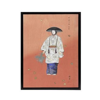 Artery8 Actor in the Noh Play Hanagatami Framed Canvas Wall Art Print Tsukioka in Pink | Size: W24 x H32
