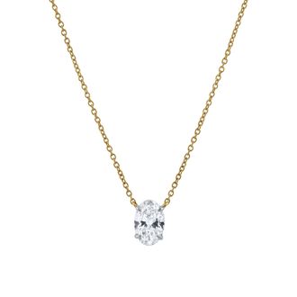LuvMyJewelry Oval Obsession 14K Gold Lab Grown Diamond Necklace - 0.75 ct