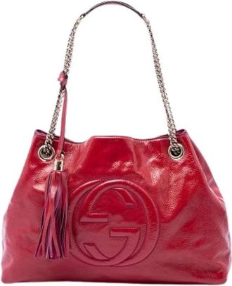 Gucci Pre-owned Soho Chain Tote Bag - Dames - Vintage Shopper - Rood - ONE Size - Leer - Vintage
