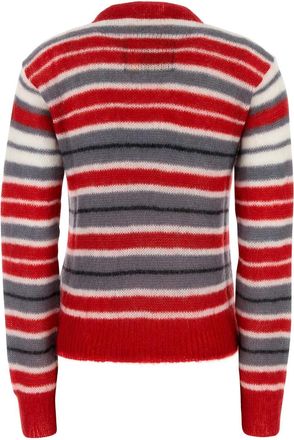 Marni Womens Mohair Blend Striped Sweater Red Nylon Wool