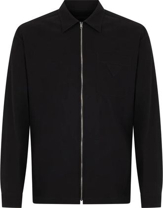 Prada Light Jackets, male, Black, Size: XL Cotton Zip Shirt