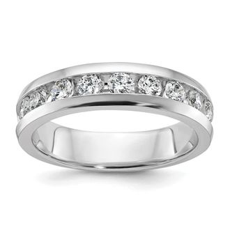 Diamond2Deal 14k White Gold Lab Grown Diamond 9-Stone Band Ring 1Ct Clarity- VS Color- G-H