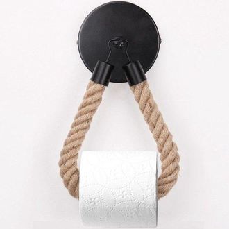 OEM Portarrollos De Papel Higi&eacute;nico - Toallero De Cuerda De C&aacute;&ntilde;amo - Para Ba&ntilde;o Y Cocina - Portarrollos De Papel Higi&eacute;nico - Negro
