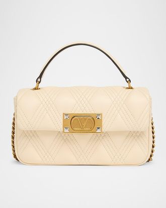Valentino Garavani Rockstud Quilted Leather Top-Handle Bag