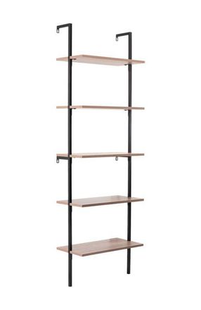 Happimess Madera Classic Industrial Shelf Wood Wall-Mounted Open Ladder Bookcase with Metal Frame in Brown/black at Nordstrom, Size Large