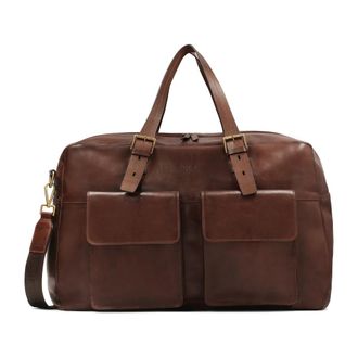 Kazar Elegant Grain Leather Travel Bag - Heren - Weekendtassen - Bruin - ONE Size - Leer - Tassen