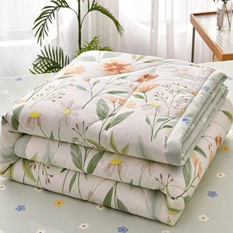 OEM Colcha Acolchada De Microfibra De 200x230 Cm, Ligera, Reversible, Con Estampado Floral, Color Verde