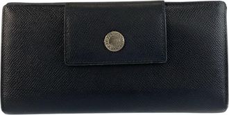 Bulgari Black Leather Long Wallet (Bi-Fold) (Pre-Owned)