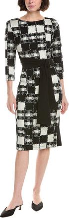 Joseph Ribkoff Black & White Waist-Tie Midi Dress