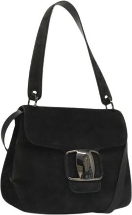 Ferragamo Pre-owned Suede handbags - Dames - Vintage Schoudertas - Zwart - ONE Size - Su&egrave;de - Vintage