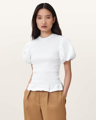 AllSaints Dael Smocked Slim Top