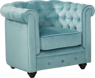 Vente-Unique Vente-unique - Poltrona chesterfield in velluto Azzurro pastello