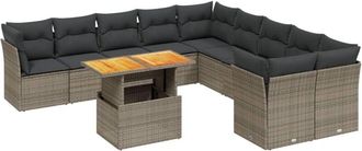 vidaXL Set De Sof&aacute;s De Jard&iacute;n 11 Pzas Y Cojines Rat&aacute;n Sint&eacute;tico Gris Vidaxl