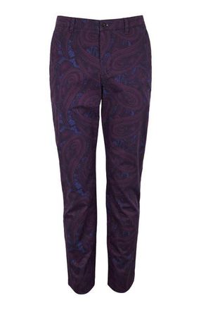 Lords of Harlech Charles Stretch Twill Flat Front Pant in Paisley Badalona Plum at Nordstrom, Size 3432