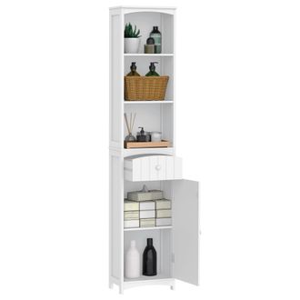 HOMCOM Homcom - Mobiletto A Colonna Salvaspazio Mdf Bianco Per Bagno/camera 34x24x170cm