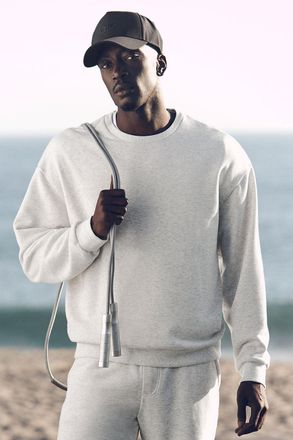Alo | Chill Crewneck Neck Pullover Top in White Heather, Size: Medium