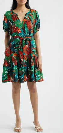 Julia Jordan Botanical Print A-Line Dress in Green Multi at Nordstrom, Size X-Small