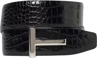 Tom Ford Black Logo Buckle Belt