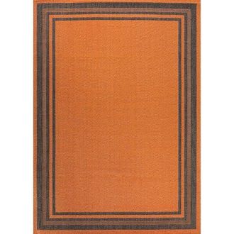 Jonathan Y Designs James Modern Border Stripe Indoor/Outdoor Area Rug in Orange/dark Gray at Nordstrom, Size 4Ft 0In X 6Ft 0In