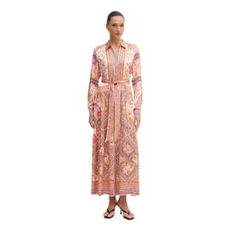 Hale Bob Nicandra Bloemendruk Riem Maxi Jurk - Dames - Maxi kleedjes - Veelkleurig - XL - Satijn - Kleedjes