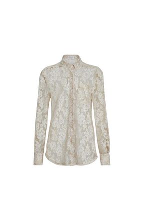 Brunello Cucinelli Flower jacquard lace shirt in Cream at Nordstrom, Size 3X-Large Eu