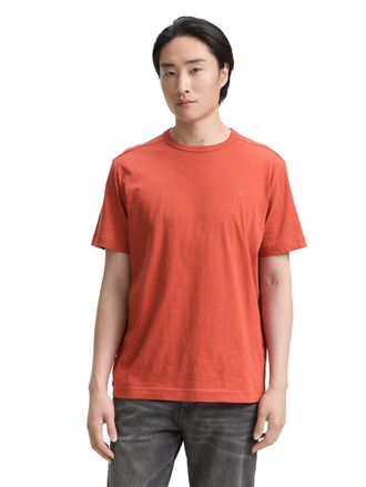 Tom Tailor T-Shirt TOM TAILOR, Herren, Gr. XXL, rot (rust rot), Single Jersey, Obermaterial: 100% Baumwolle, unifarben, regular fit taillenbedeckt, Rundhals, ger