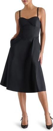 Steve Madden Aster Sleeveless Stretch Cotton Fit & Flare Dress in Black at Nordstrom Rack, Size 14