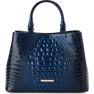 Brahmin Small Denise Croc Embossed Leather Satchel in Anchor at Nordstrom