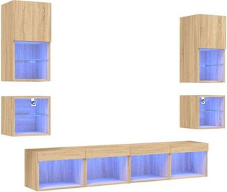 vidaXL Vidaxl - 8 Piece tv Wall Units with led Sonoma Oak Engineered Wood